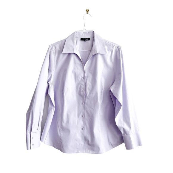 Jones & Co. Womens Blouse Long Sleeve Button Front Relaxed Fit Light Purple 18W - Picture 1 of 7